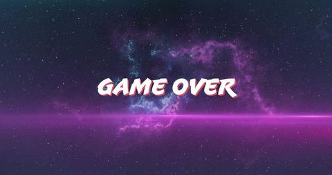 Futuristic Game Over Screen with Neon Cosmos Background