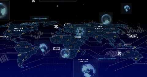 world map with digital data interfaces and global connectivity - Download Free Stock Images Pikwizard.com