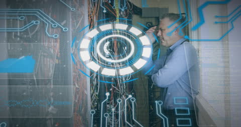 Caucasian IT Professional Troubleshooting Server Issues