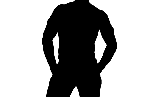 Male silhouette illustration in casual pose on transparent background