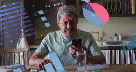 Senior Man Analyzing Financial Data on Smartphone at Home - Download Free Stock Images Pikwizard.com