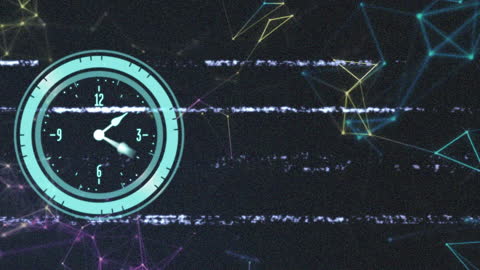 Digital Clock with Geometric Network Background