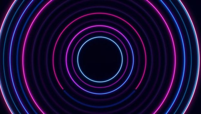 Futuristic concentric neon rings illustrating cyber space