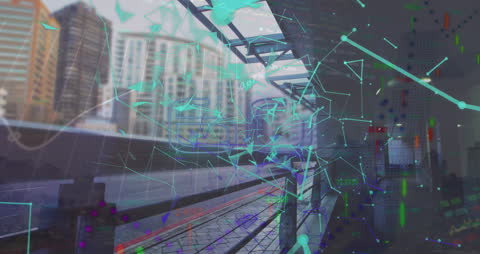 Futuristic Technology Network Connecting Urban Cityscape