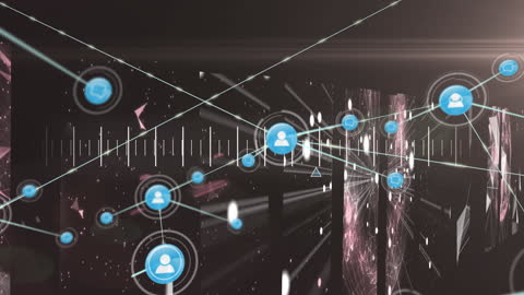 Abstract Digital Network with Animated Connective Interface