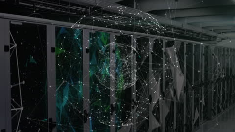 Digital Network Connections in Modern Data Server Room