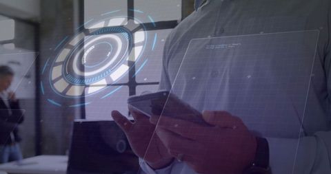 Digital Interface with Smartphone Data Processing Hologram - Download Free Stock Images Pikwizard.com