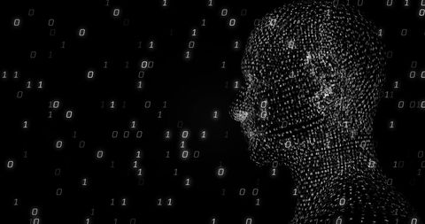 Human Head with Binary Code and Digital Data Elements - Download Free Stock Images Pikwizard.com