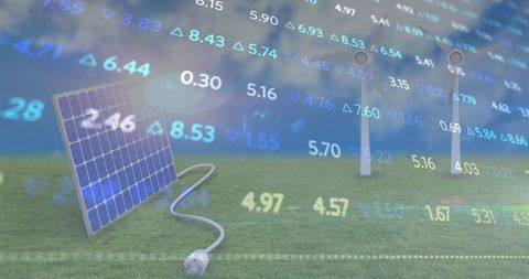 Renewable Energy and Stock Market Concept Overlay - Download Free Stock Images Pikwizard.com