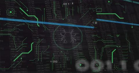 Futuristic Cybersecurity Interface with Circuit Overlay