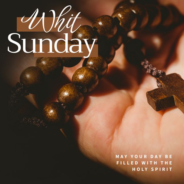 Whit Sunday Rosary in Hands Celebrating Faith and Reflection - Download Free Stock Templates Pikwizard.com