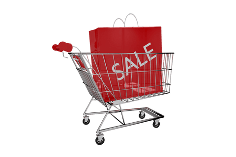 transparent shopping trolley with red sale bag - Download Free Stock Videos Pikwizard.com