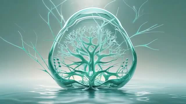 Luminescent Tree Inside Glass Droplet with Reflective Surface