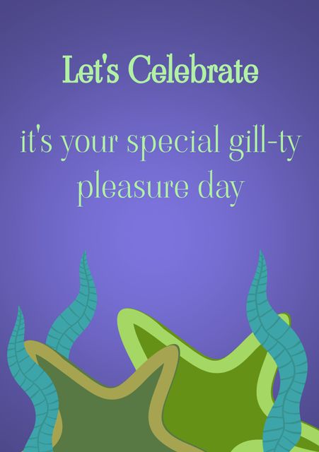 This illustration can be used for creating fun and unique celebration invitations. Ideal for themed parties, birthdays, and special events that embrace a playful and aquatic vibe. The sea creature puns add a lighthearted touch, making it suitable for children's events, ocean-themed festivals, or marine-focused gatherings.