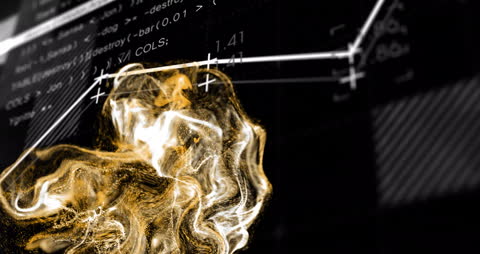 Futuristic Data Processing with Golden Light Animation