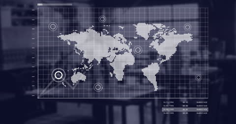 Digital World Map Overlay with Data Visualization in Office