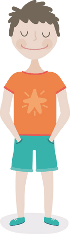 Cartoon Boy with Hands in Pockets Smiling Transparent Background