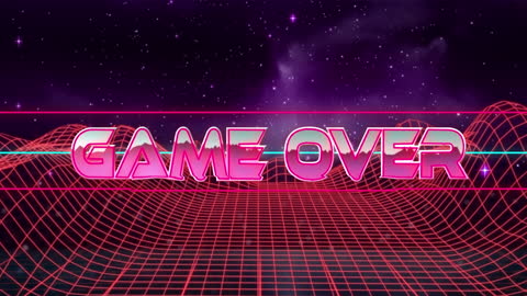 Retro-style Game Over Screen with Neon Grid