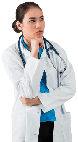 Reflective biracial female doctor on transparent background