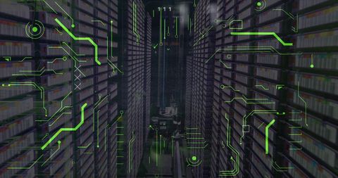 Digital Binary Code Overlay in High-Tech Server Room - Download Free Stock Images Pikwizard.com