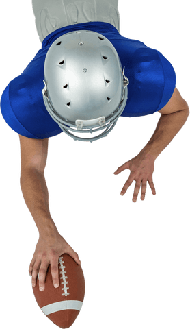 Transparent american football player reaching ball lying down positioned
