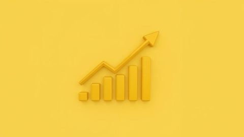 Minimalist yellow 3d chart symbolizing ascending financial growth