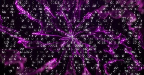 Binary Code Over Purple Fractal Design Representing Digital Technology - Download Free Stock Images Pikwizard.com