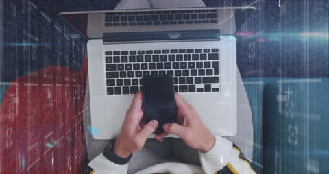 Top View Digital Data Analysis with Laptop and Smartphone