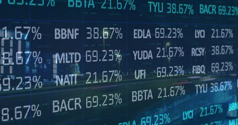 Dynamic Digital Financial Data Overlay on Cityscape - Download Free Stock Images Pikwizard.com