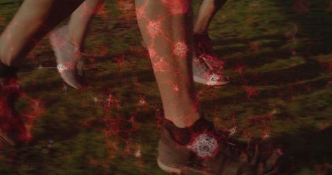 Running motion with abstract red light overlay