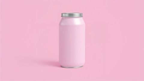 Elegant pastel pink container with silver lid on soft pink background