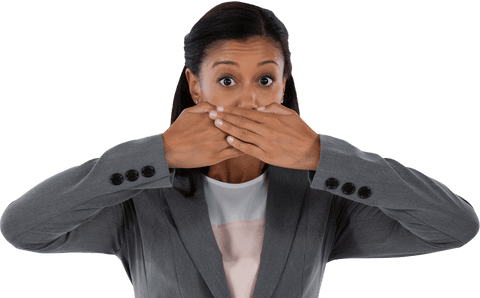 transparent businesswoman covering mouth expressing speak no evil - Download Free Stock Videos Pikwizard.com
