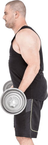 Transparent image of bodybuilder lifting heavy dumbbells