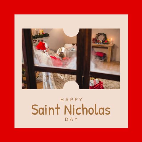 Saint Nicholas Day Celebration with Santa and Presents - Download Free Stock Templates Pikwizard.com