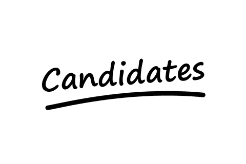Candidates text on transparent background