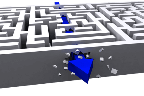 blue arrow pierces through transparent maze illustration - Download Free Stock Videos Pikwizard.com