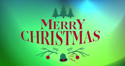 Merry Christmas Graphic with Festive Elements on Vivid Background