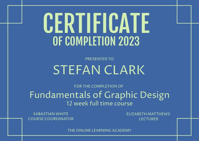 Modern Certificate of Completion Template for Graphic Design Course - Download Free Stock Videos Pikwizard.com