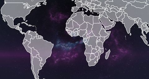 Purple Light Over World Map Illustrating Global Data Network - Download Free Stock Images Pikwizard.com