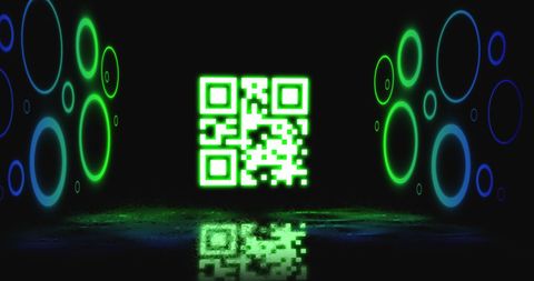 Futuristic QR Code with Neon Circles on Black Background - Download Free Stock Images Pikwizard.com