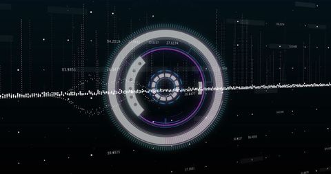 Futuristic Digital Interface with Data-Processing Elements