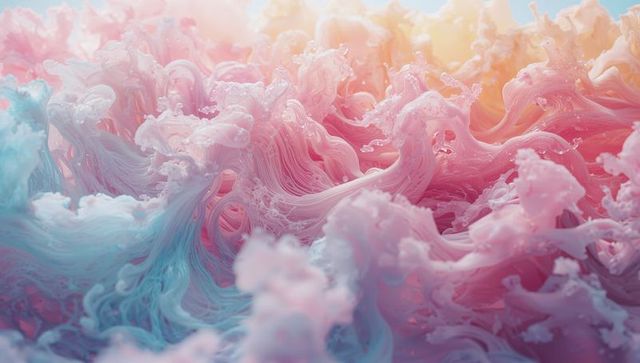 Dreamy pastel fluid swirls in abstract art