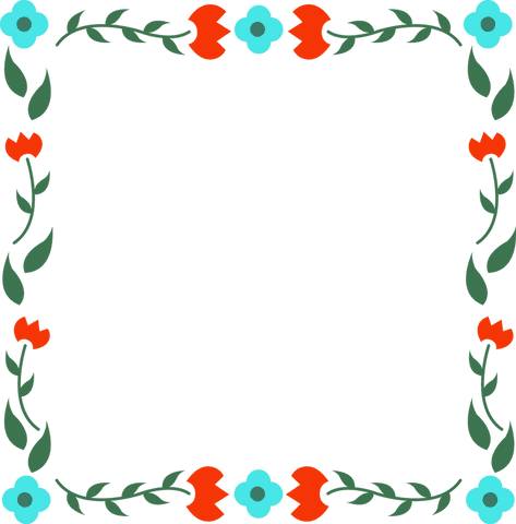 Floral Border with Tulips and Turquoise Blooms Transparent Layer - Download Free Stock Videos Pikwizard.com