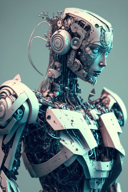 Futuristic Cyborg with Intricate Details and Gears - Download Free Stock Images Pikwizard.com