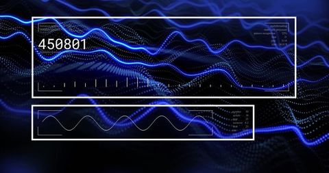 Futuristic digital interface with interactive blue waveform
