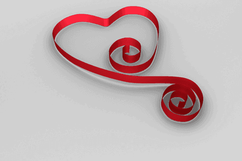 Red ribbon heart symbol on transparent background free png