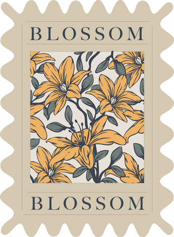 decorative vintage stamp with yellow lilies on transparent background - Download Free Stock Videos Pikwizard.com