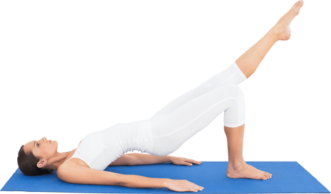 Caucasian Woman Performing Yoga on Mat with Transparent Background