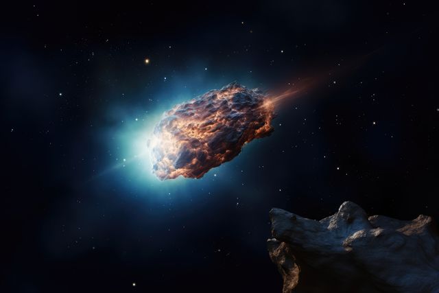 Glowing Meteor Entering Atmosphere at Night - Download Free Stock Images Pikwizard.com