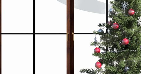 Festive Christmas Tree with Ornaments by Window - Download Free Stock Images Pikwizard.com